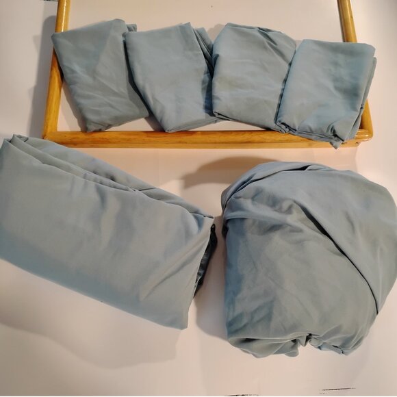 SWEETHOME MICRO FIBER DEEP POCKET QUEEN SIZE 100% POLYESTER DUSTY BLUE SHEET SET - Picture 1 of 3